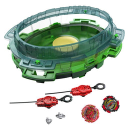 Hasbro Beyblade Burst QuadDrive Interstellar Drop Battle Set, 2 Right-Spin 4-in-1 Tops, 2 Launchers, Dual-Level Beystadium, Extra Armor Tips