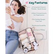 Lily Miles Baby Diaper Caddy Organizer Quilted Nursery Storage Portable Diaper Changing Station Soft Sand LM-QT-CADDY-SS