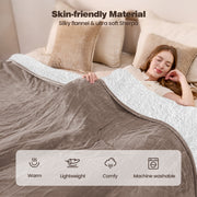 Ocuuziisu Electric Blanket, King Size 90 x 100 in, Double-Sided Flannel Sherpa, 9 Heat Settings, 10 Hour Auto-Off, Machine Washable, Camel, 90100U