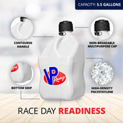 VP Racing Fuels 5.5 Gal Motorsport Racing Liquid Utility, White - Material: Plastic