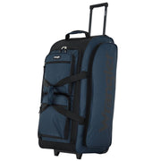 Wrangler 30-Inch Large Checked Multi-Pocket Upright Rolling Duffel Bag, Heavy-Duty Polyester, Blue Pond and Ultimate Gray