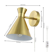 Safavieh Jordie LED Wall Sconce, Modern Brass Gold Iron Cone-Shaped Downlight with Glass Shade, 40W, 420 Lumens, SCN4143B