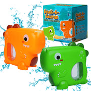 USA Toyz T-Rex Dino Water Blaster, Rechargeable Electric, Fast-Fill, 2-Pack, Orange and Green