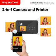 Kodak Mini Shot 2 Retro Instant Camera and Photo Printer, 4PASS Technology, Bluetooth Compatible, White, C210RW