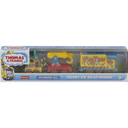 Thomas & Friends Muddy Fix Em Up Friends Motorized Vehicle Set with Carly the Crane and Sandy the Rail Speeder, Battery-Powered, Multicolor, HJD71