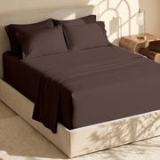 Nestl Extra Deep Pocket Twin Bed Sheets Set, 4 Piece Soft Microfiber, Fits 18-24 in Mattresses, Brown