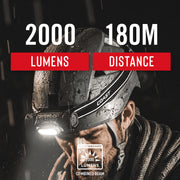 Coast Rechargeable LED Headlamp, 2000 Lumens, Waterproof IP68, Dual Power, Tri-Color Modes, Blue Black, WPH34R
