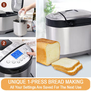 KeenZest 27-in-1 Smart Bread Maker, 2LB Gluten-Free & Whole Wheat, Customizable Homemade Cycle, Stainless Steel, BM8520