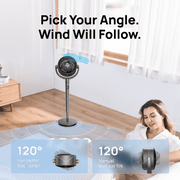 Dreo DWPF09 Quiet Osciallating Pedestal Fan, 8 Speeds, 3 Modes, 120 Degree + 120 Degree Oscillating Quiet Fan