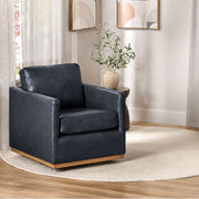 Modern Classic Leather Swivel Chair, Navy - Sturdy & Durable
