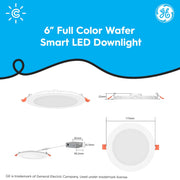 Cync Reveal HD+ Full Color 6 in. Wafer Smart LED Downlight, Color Changing, Tunable White 2000K-7000K, 16 Watts, Junction Box Included, 1 Pack, 93130935