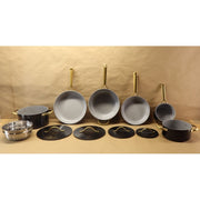 Member's Mark 11-Piece Modern Ceramic Cookware Set, Black, Oven Safe to 450F, Induction Compatible, Heavy-Gauge Aluminum, Dual-Riveted Stainless-Steel Handles, 980392320