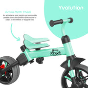 Yvolution Velo Flippa 4-in-1 Kids Tricycle to Balance Bike, Adjustable Seat and Handlebars, Green, Ages 2-5 Years, YT10G1