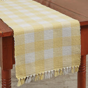 Park Designs Wicklow Check Table Runner, Lemon Yellow and Candlelight White Cotton, 13 in x 54 in
