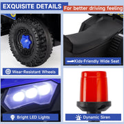 Bruce & Shark Police Car Ride On Electric ATV Four Wheeler for Kids, Blue, Battery Powered 6V, Ages 1-5, T021-009-Blue
