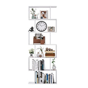 Homfa 010 Geometric Bookcase Wooden Wood S Shape Storage Display Unit Bookcase Bookshelf 6-tier Storage, 75