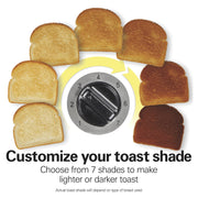Hamilton Beach 2-Slice Long Slot Toaster, Extra-Wide 10-Inch Slot, Bagel Function, Toast Boost, 7 Shade Settings, Black, 22989