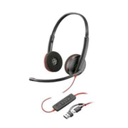 Poly Blackwire 3220 Stereo USB-C Headset with Noise-Cancelling Microphone, Lightweight Metal Headband, Comfort Foam Pads, Inline Controls, Black 8X2J9A6