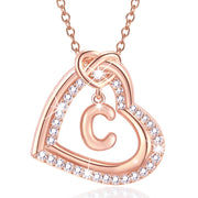 APSVO 18K Rose Gold Plated Love Heart Initial Necklaces, C