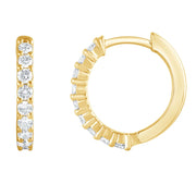 Unique Moments Women's 1/2 Ct Round Lab Grown Diamond Huggie Earrings, Yellow Gold Plated Sterling Silver