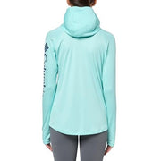 Columbia 1654861 PFG Tidal Tee Long-Sleeve Hoodie for Ladies - Gulf Stream/Carbon Logo - L