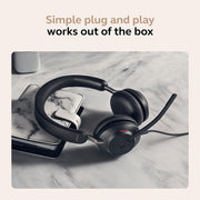Jabra Evolve2 40 SE Wired Stereo Headset, Microsoft Teams Certified, Noise Cancelling, 3-Microphone Technology, USB Type A and USB Type C, Red