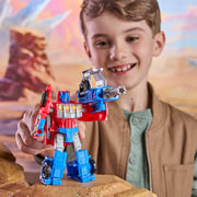 Hasbro Transformers Cyberworld Armored Cyber Changers Optimus Prime 4-Inch Action Figure with Quick 2-in-1 Transformation and Converting Blaster Accessory