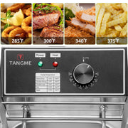 Tangme Deep Fryer with Basket, 10L Capacity, 1700W Electric Stainless Steel Countertop Oil Fryer, Adjustable Thermostat, Black, 81