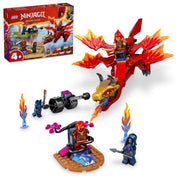 LEGO NINJAGO Kais Source Dragon Battle Adventure Playset, Posable Red Dragon, 4 Ninja Action Figures, Forest Trap, Shooter Vehicle, 120 Pieces, Ages 4+