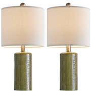 Oneach Modern Table Lamp Set of 2 for Living Room 20.25  Farmhouse Green Ceramic Bedside Nightstand Lamps for Bedroom