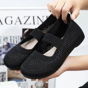 NOKIO Women Running Shoes, Breathable Knit Uppers, Soft Orthopedic Arch Support, Slip-On Sneakers, Wide Fit, Black