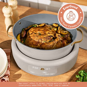 Beautiful 8 Qt Multi-Cooker with Bamboo Steamer Insert, 7 Preset Functions, EverGood Ceramic Nonstick Coating, Porcini Taupe, 29153