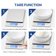 DAYBETTER Kitchen Scale, 6.6lb/3kg Capacity, 0.1g Precision Digital Food Scale, Stainless Steel Pan, Multifunctional Units, Piece Counting