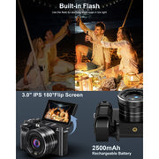 MARVUE DC089-NBUS01 8K Digital Cameras for Photography WiFi Autofocus 88MP 18X Zoom Vlogging Camera, 32GB Card, 8K UHD