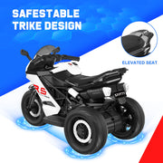 SPPTTY 12V Electric Motorcycle with 3 Wheels & Music, White - Kids Motorcycle