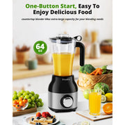 Preakly PR-006T Countertop Blender Food Processor Combo, 4 in 1 Kitchen Electric Blender/Grinder/Chopper