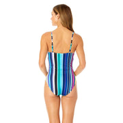 Anne Cole Classic Lingerie Maillot One-Piece Swimsuit, Barcode Stripe Multi Color, Size 10, 25MO001101