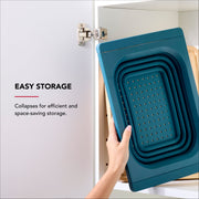 KitchenAid Collapsible Colander, Silicone, Blue, Rectangle, 4 Quart Capacity, 94181614