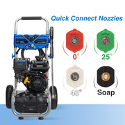 Efurden Gas Pressure Washer, 3500 PSI, 2.3 GPM, 209CC Engine, 4 Adjustable Nozzles, 25-Foot Hose, 11-Inch Wheels, Blue, MTPW01-WM