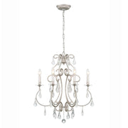 Crystorama Ashton Six Light Chandelier with Hand Cut Modern Pendalogue Crystals, Olde Silver Finish, 21.5 in W x 27 in H, 5016-OS-CL-MWP