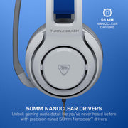 Turtle Beach Atlas 200 Wired Gaming Headset, 50mm Nanoclear Drivers, Flip-to-Mute Mic, Memory Foam Cushions, Floating Adjustable Headband, White