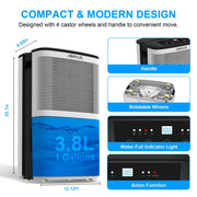 Airplus AP16-601EE Dehumidifiers 50 Pint Basements for Home up to 3500 Sq. Ft, 24 Hr Timer