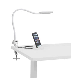 Studio Designs LED Flex Lamp with 21-Inch Flexible Arm, 300 Lumens Daylight 4000K LED, White, USB Charging Base, Metal Mounting Clamp