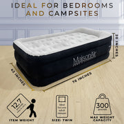 MaisonAir 20in Twin Airbed with Electric Pump, Waterproof, Puncture Resistant, Premium Flocked Top, Durable PVC Sides, INF-0074