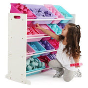 Humble Crew WO574 Tot Tutors Forever Collection Wood Toy Storage Organizer, XL, White/Pink&Purple