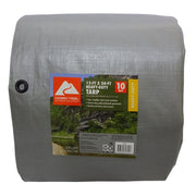 Ozark Trail Heavy-Duty Outdoor Camping Tarp, 12 x 24 ft, 10 Mil PE Material, Reinforced Hems, Polycarbonate Grommets, Brown and Silver, T1005