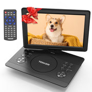TENKER 006016.9-Inch Portable DVD Player with HD Swivel Screen, Multi-Format USB SD DVD CD VCD Playback, 5000mAh Battery, Dual Stereo Speakers, Black