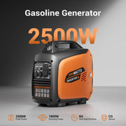 Efurden 2800W Portable Inverter Generator, Gas Powered, EPA Compliant, CO Shutdown, Low Noise, Parallel Capability, Orange