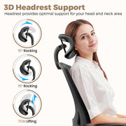 COOLHUT Ergonomic Desk Chair, High Back, Big and Tall Reclining Office Chair, Lumbar Support, Breathable Mesh, Adjustable Flip-Up Armrests, 400 lb Capacity, White, KD-9060H-White