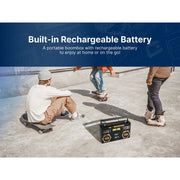Emerson Retro Portable CD Boombox with Bluetooth, AM/FM Radio, AUX Input, Rechargeable Battery, Black, EPB-3004